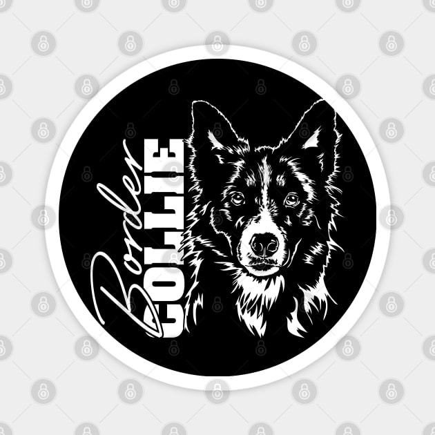 Border Collie dog lover portrait Magnet by wilsigns